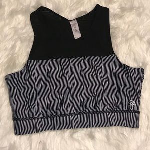 MPG mesh cutout striped sports bra sz S